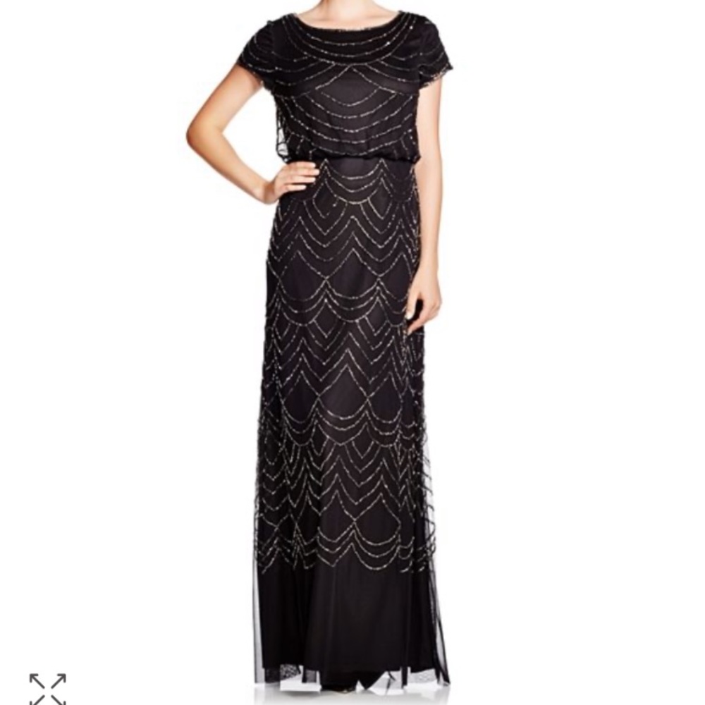 Adrianna Papell Formal Black Beaded Gown size 10